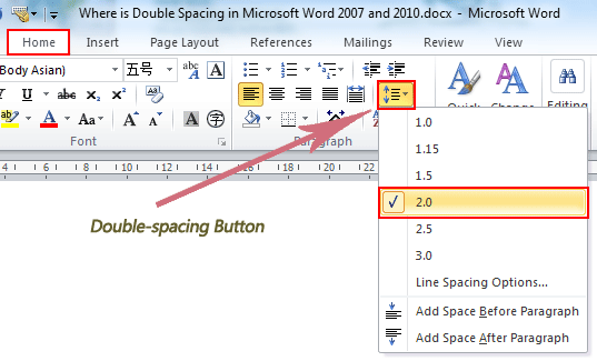 set space settings on word 2010 for mac