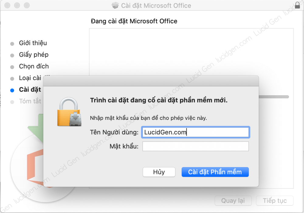 office for mac username and password